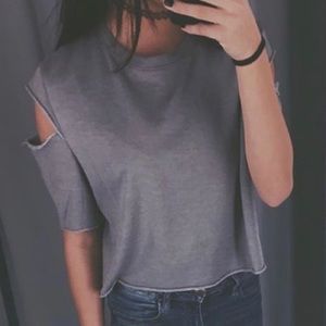 Grunge Cut sleeve crop top